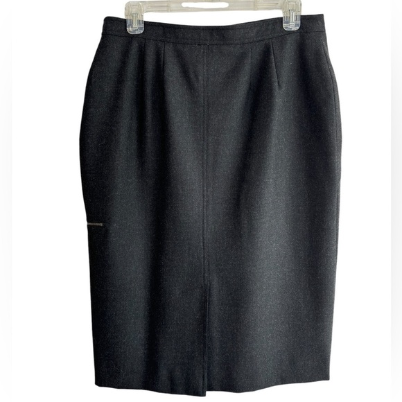 Doncaster Black Zipper Midi Pencil Skirt Wool Fully Lined Sz 10 Luxury Designer - Picture 3 of 13